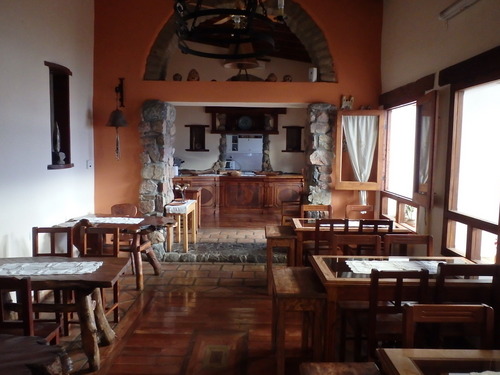 The restaurant's interior, it was too warm to sit inside.